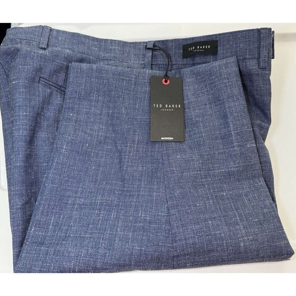 Ted Baker Modern Navy Mix Suit Trousers Pants 34R Wool /LINE - Picture 9 of 12